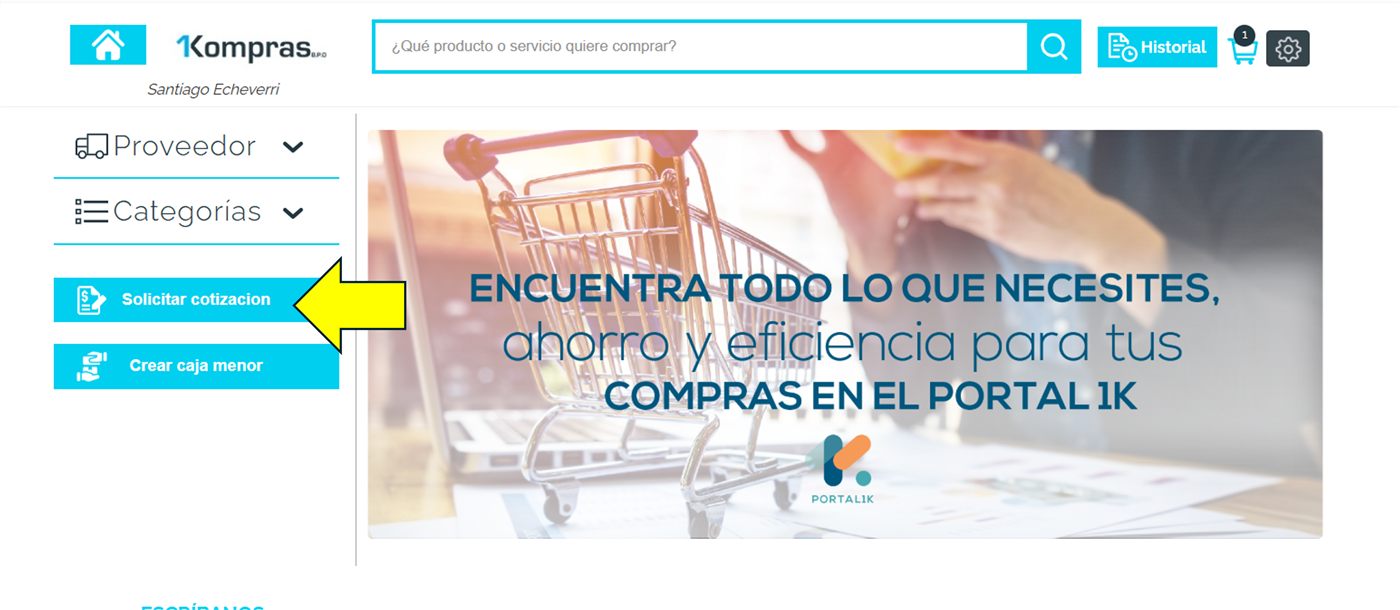 Captura de Portal 1K — Solicitar una cotización