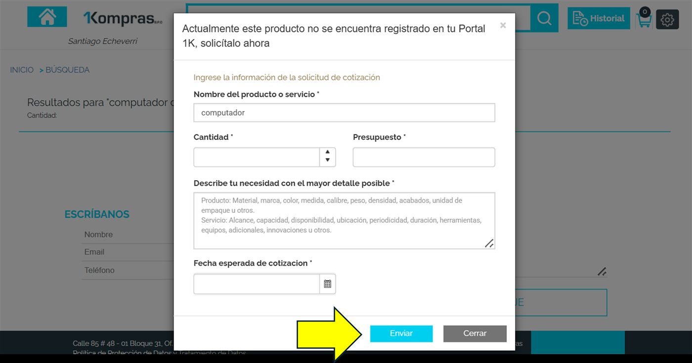 Captura de Portal 1K — Definir el requerimiento
