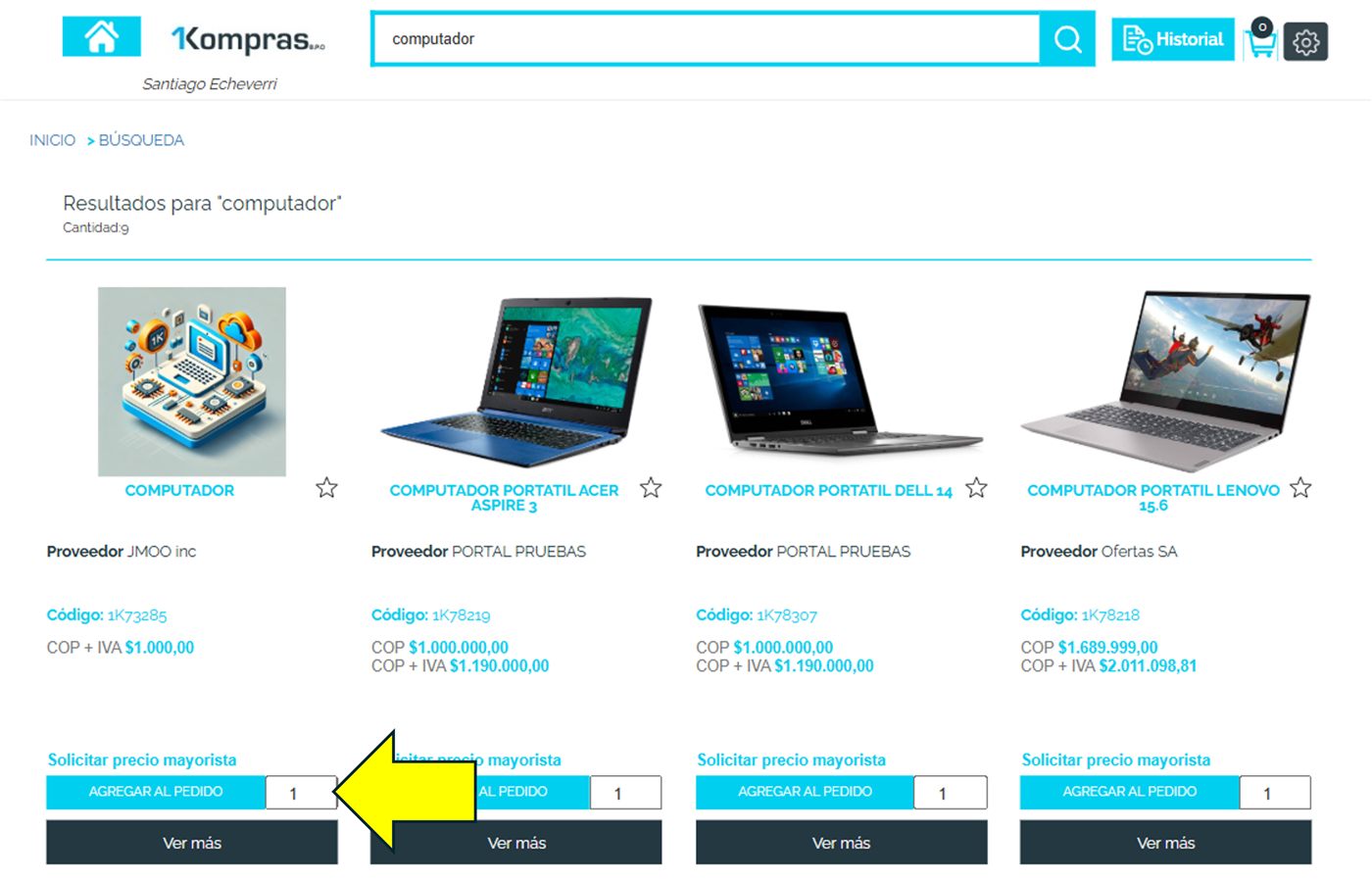 Captura de Portal 1K — Agregar al carrito de compras