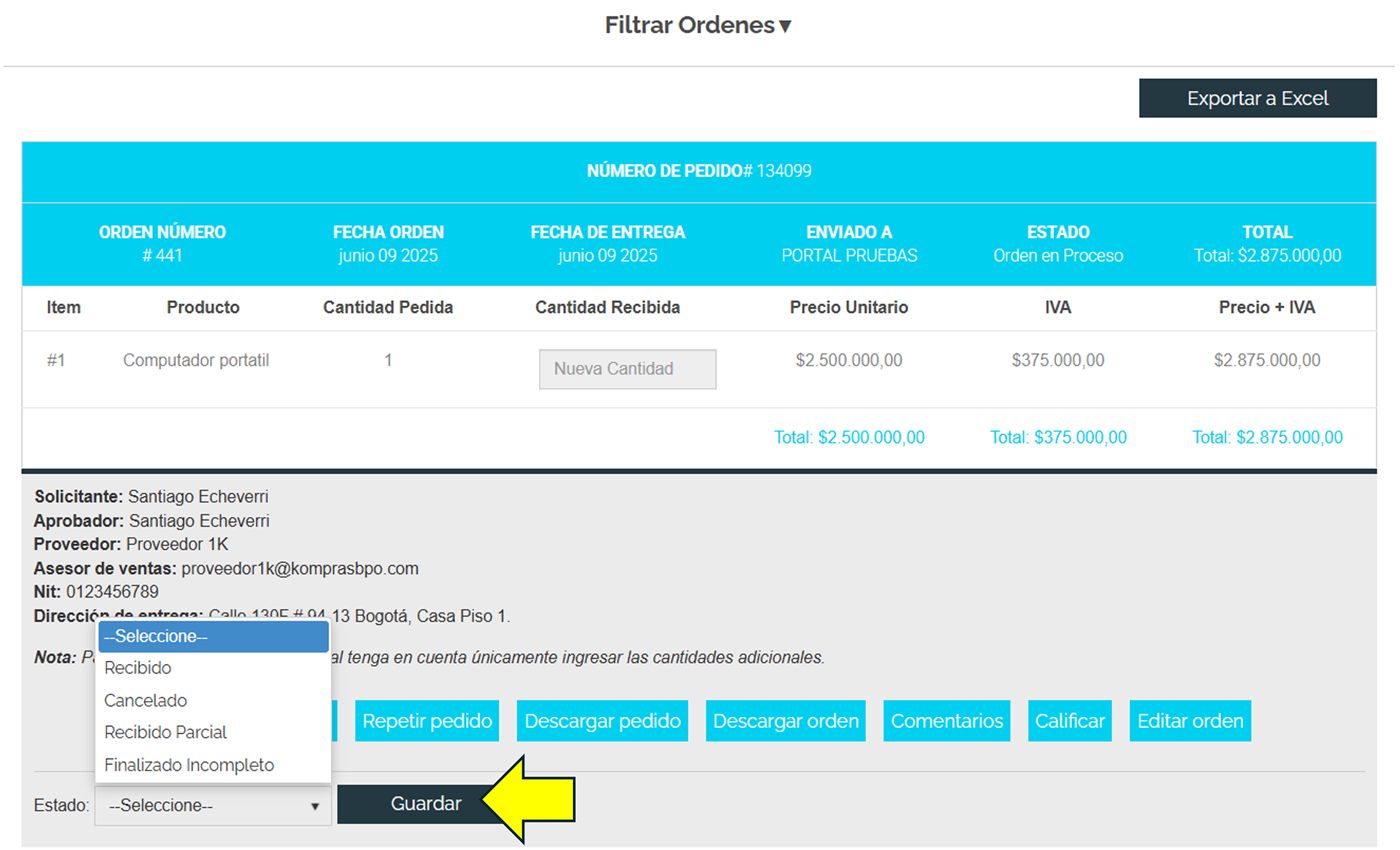 Captura de Portal 1K — Recibir productos y servicios