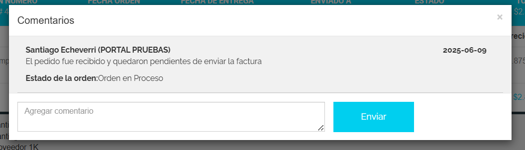 Captura de Portal 1K — Calificar y comentar la orden