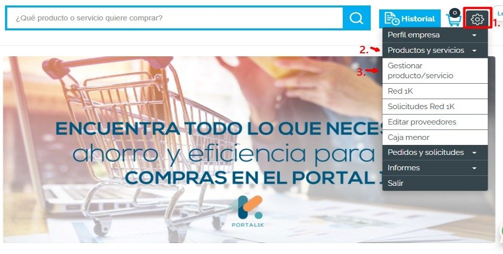 Captura de Portal 1K — Ingresar a gestionar tus productos y servicios