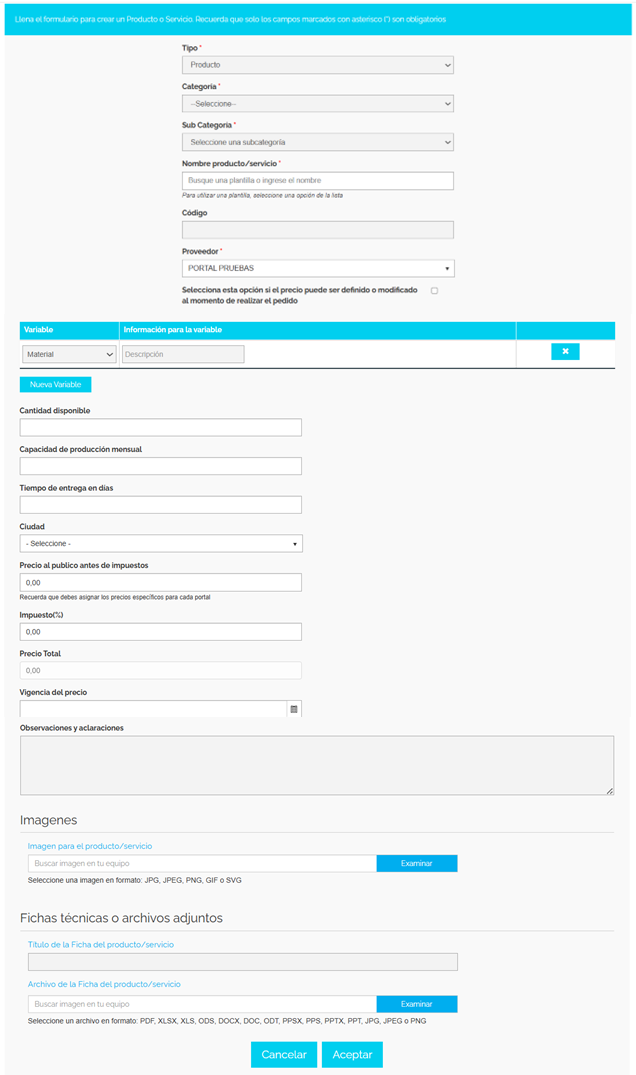 Captura de Portal 1K — Completar la información del producto o servicio