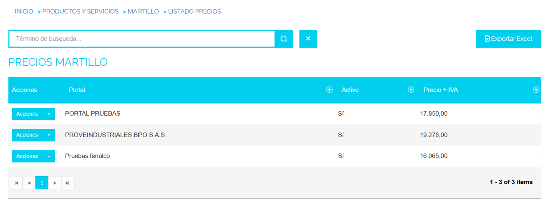 Captura de Portal 1K — Asignar precios por portal