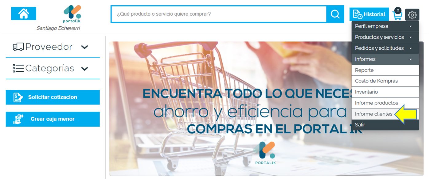 Captura de Portal 1K — Consultar informes de clientes